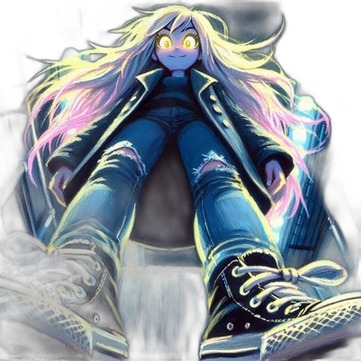 jacket, creature, concept art, vaporwave transparent PNG cut-out