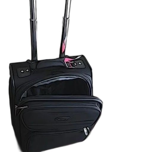 3d render, black, suitcase, pink transparent PNG cut-out
