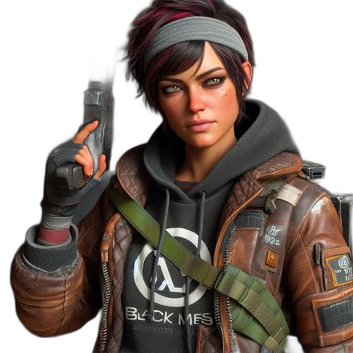 jacket, weapon, staff, face transparent PNG cut-out