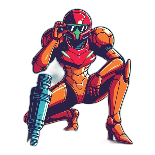 robot, weapon, pixel art, concept art transparent PNG cut-out