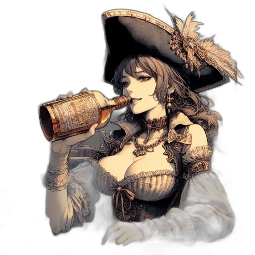 bottle, hat, fantasy art, pixel art transparent PNG cut-out