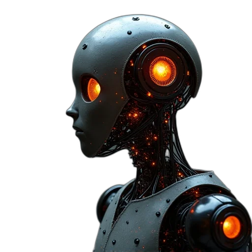 robot, cyberpunk, concept art, 3d render transparent PNG cut-out