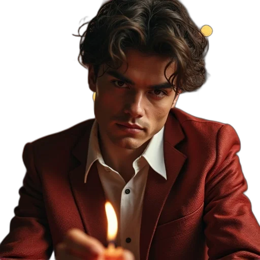 jacket, staff, hair, face transparent PNG cut-out