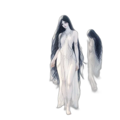 dress, creature, hair, concept art transparent PNG cut-out