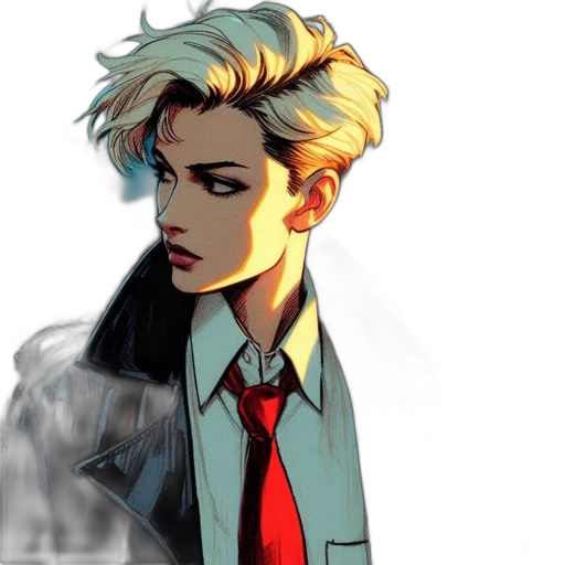 jacket, face, concept art, comic book art transparent PNG cut-out