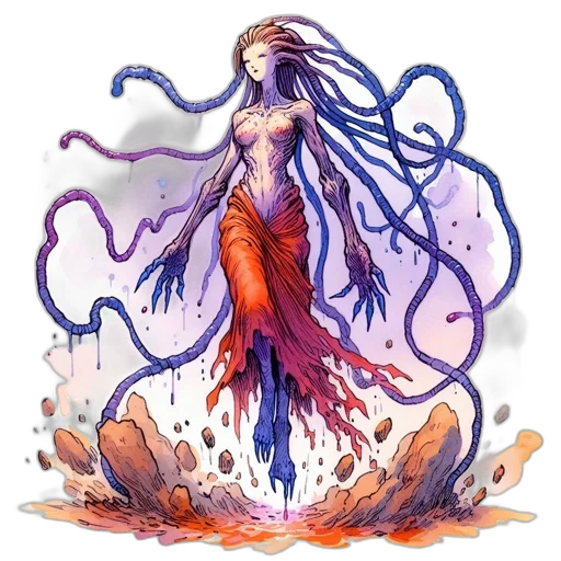 creature, dress, hair, dragon transparent PNG cut-out