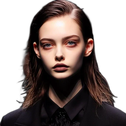 hair, face, jacket, jewelry transparent PNG cut-out