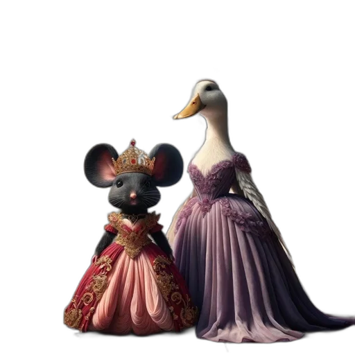 dress, animal, crown, 3d render transparent PNG cut-out