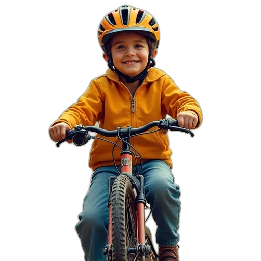 jacket, photorealistic, kid, bike transparent PNG cut-out