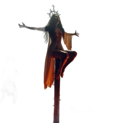crown, staff, dress, creature transparent PNG cut-out