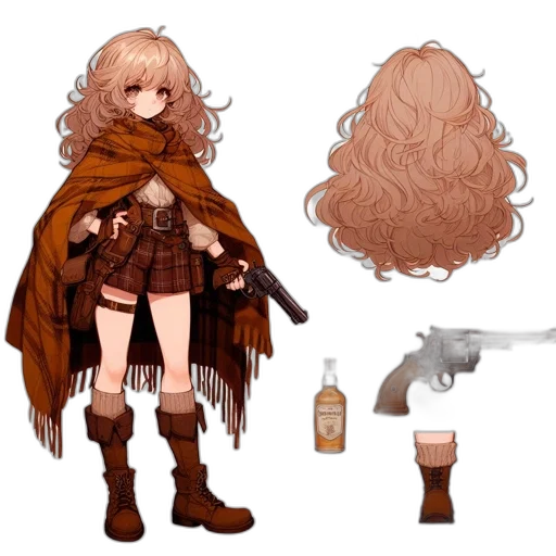 hair, jacket, staff, concept art transparent PNG cut-out