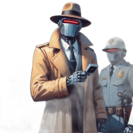 robot, mask, jacket, weapon transparent PNG cut-out
