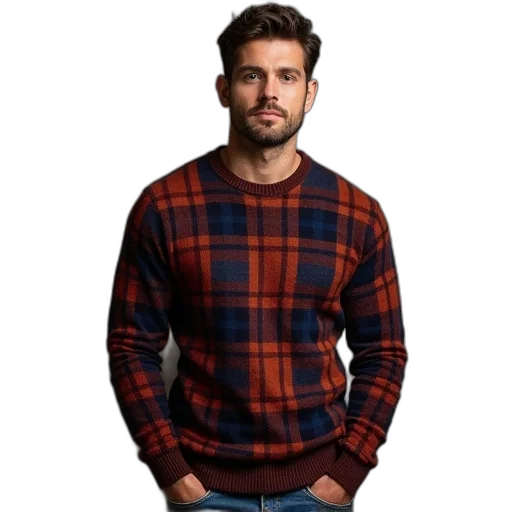 jacket, red, mens, plaid transparent PNG cut-out