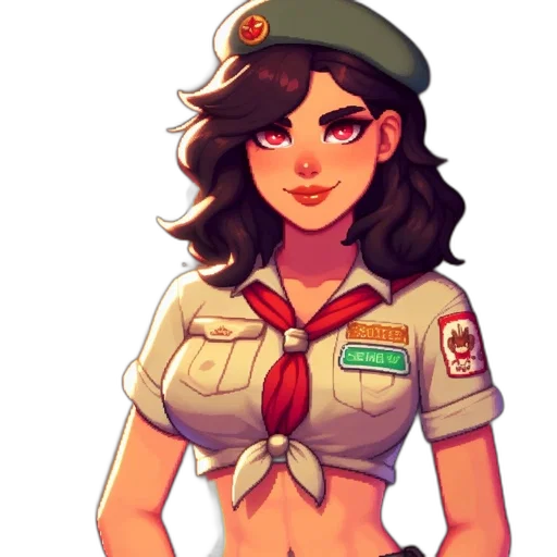 staff, hat, jacket, pixel art transparent PNG cut-out