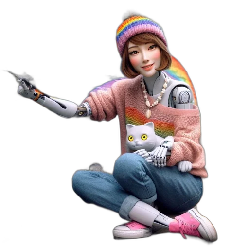 robot, staff, weapon, jacket transparent PNG cut-out