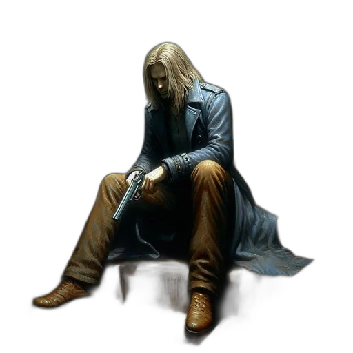 jacket, staff, face, concept art transparent PNG cut-out