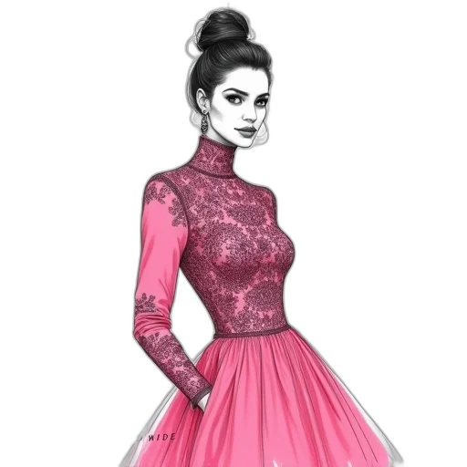 dress, fantasy art, concept art, pencil sketch transparent PNG cut-out