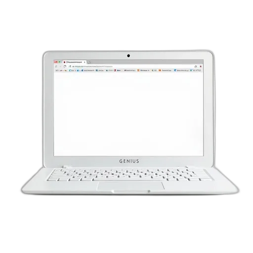 white, laptop, word, genius transparent PNG cut-out