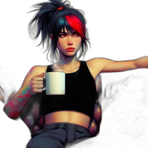 cyberpunk, concept art, photorealistic, anime transparent PNG cut-out