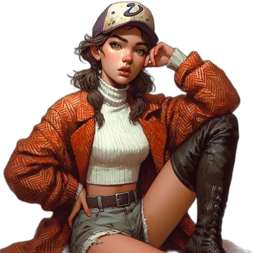 jacket, hat, staff, robot transparent PNG cut-out