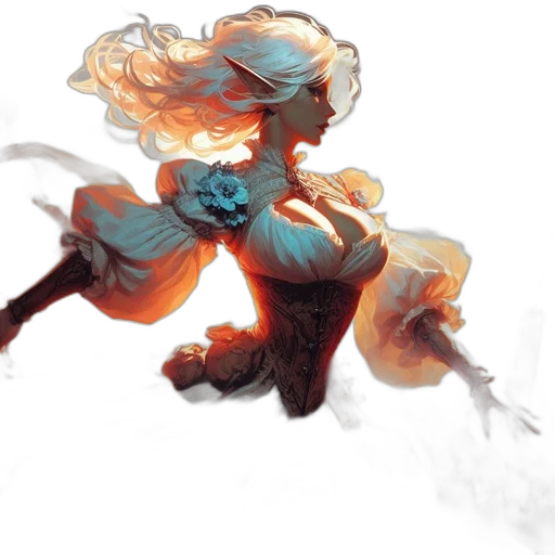 hair, dragon, dress, flower transparent PNG cut-out