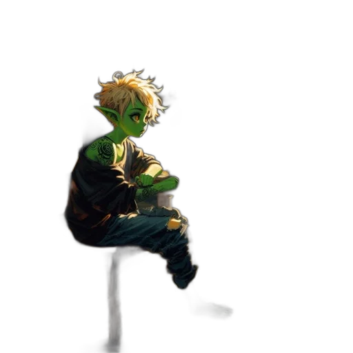 creature, mask, jacket, staff transparent PNG cut-out