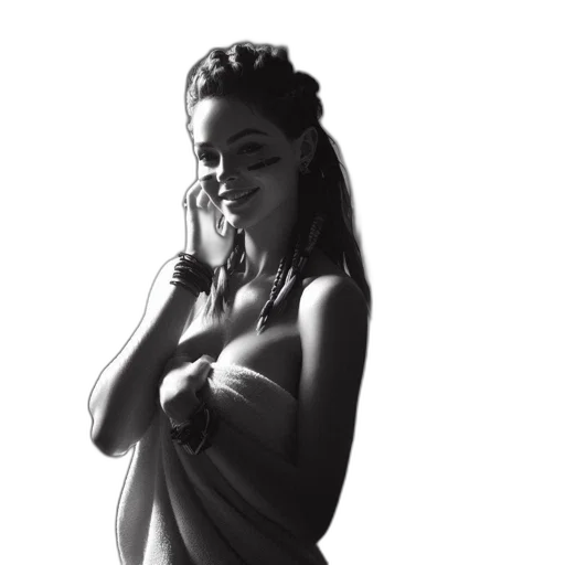dress, jewelry, staff, photorealistic transparent PNG cut-out
