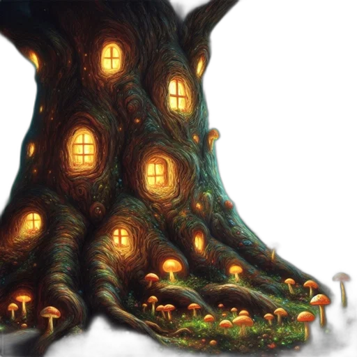 tree, concept art, fantasy art, 3d render transparent PNG cut-out