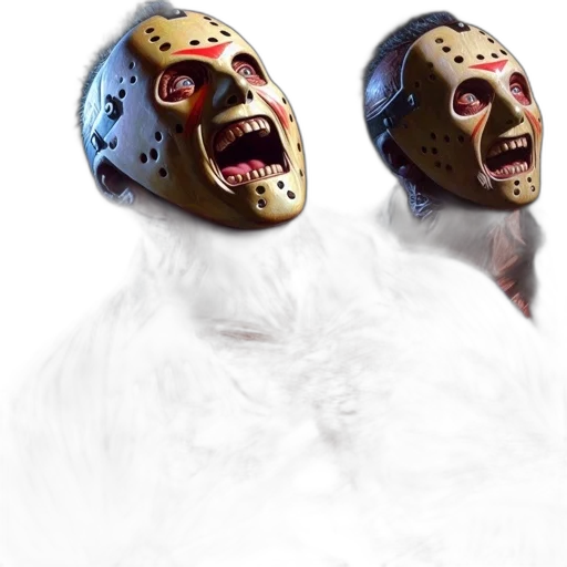 mask, concept art, 3d render, two transparent PNG cut-out