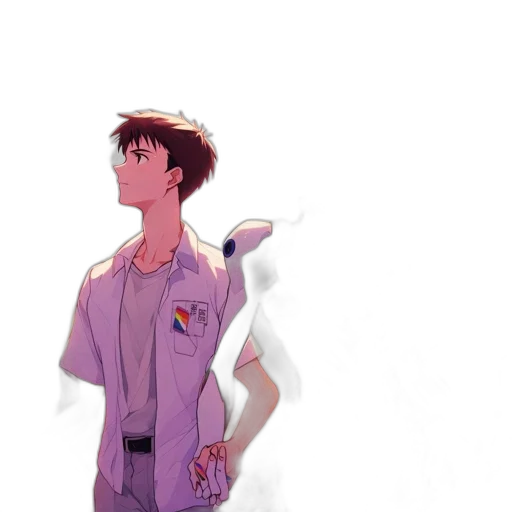 jacket, staff, robot, creature transparent PNG cut-out