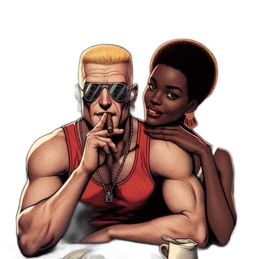 comic book art, concept art, cartoon, cyberpunk transparent PNG cut-out