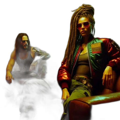 jacket, concept art, cyberpunk, vaporwave transparent PNG cut-out