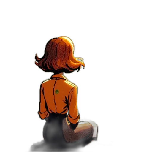 jacket, hair, robot, staff transparent PNG cut-out