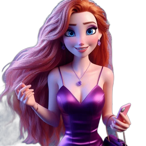 dress, jewelry, hair, staff transparent PNG cut-out