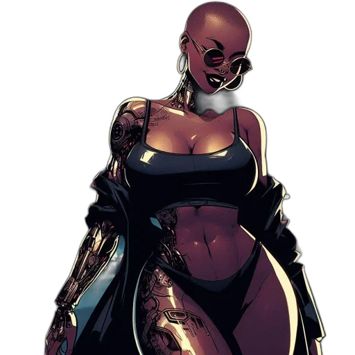 dress, comic book art, concept art, cyberpunk transparent PNG cut-out