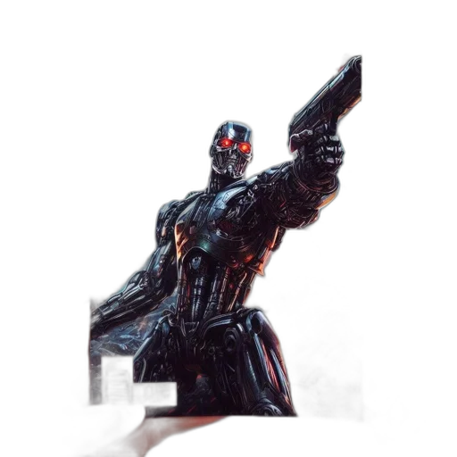 robot, weapon, concept art, 3d render transparent PNG cut-out