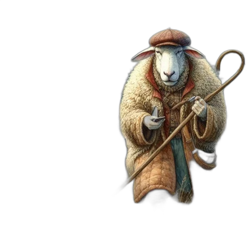 hat, staff, weapon, jacket transparent PNG cut-out