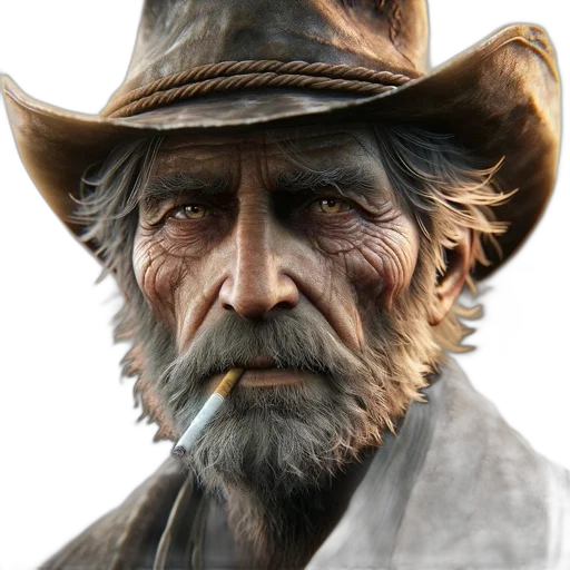 face, hat, staff, photorealistic transparent PNG cut-out