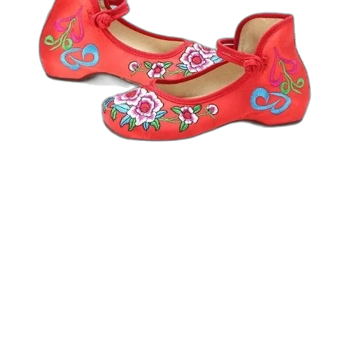 shoes, 3d render, red, embroidered transparent PNG cut-out