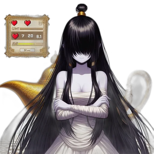 staff, mask, hair, concept art transparent PNG cut-out