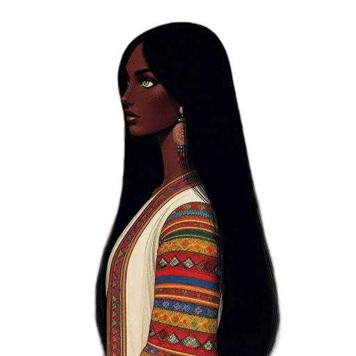dress, hair, jewelry, concept art transparent PNG cut-out