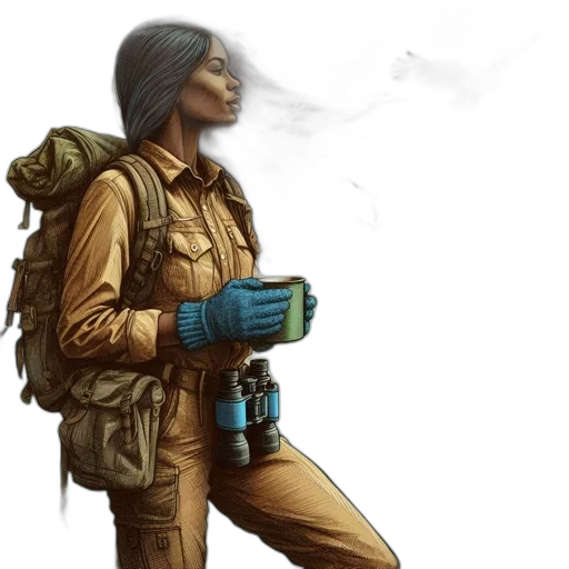 jacket, staff, robot, weapon transparent PNG cut-out