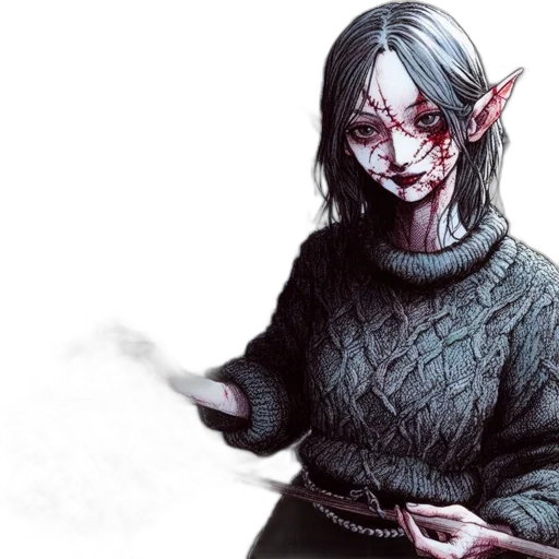 staff, mask, creature, fantasy art transparent PNG cut-out