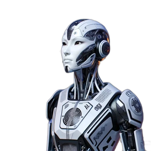 robot, concept art, 3d render, cyberpunk transparent PNG cut-out