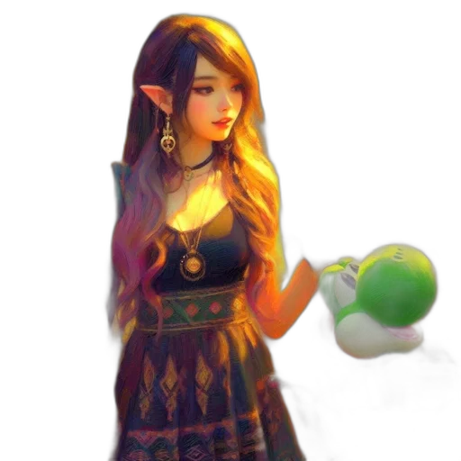 dress, staff, jewelry, fantasy art transparent PNG cut-out