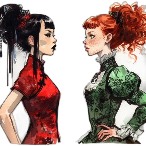 concept art, comic book art, fantasy art, watercolor transparent PNG cut-out
