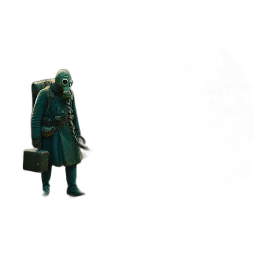 jacket, mask, creature, staff transparent PNG cut-out