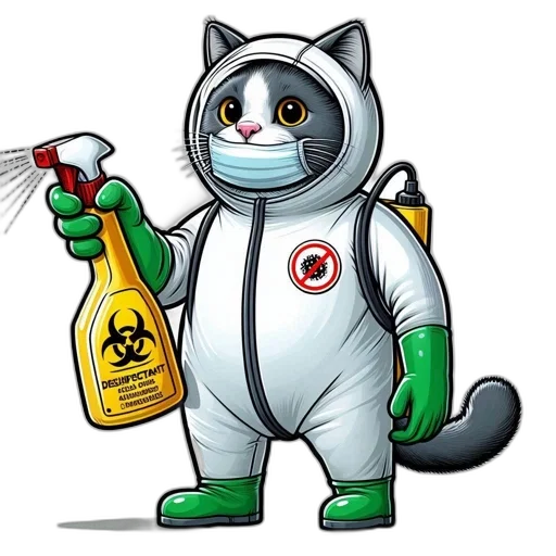 robot, cartoon, cat, hazmat transparent PNG cut-out