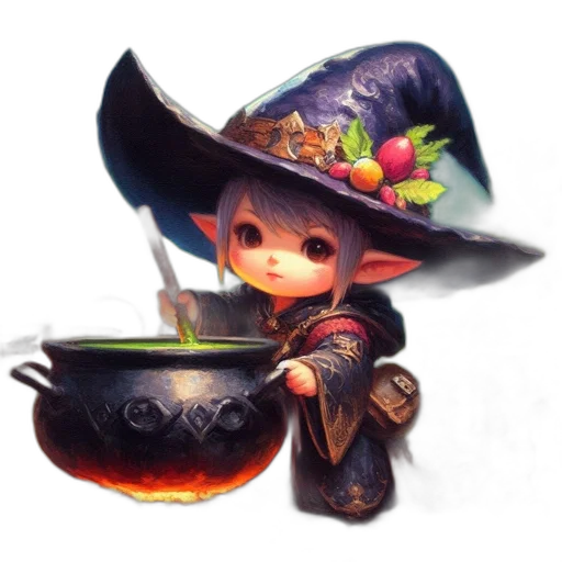 hat, staff, food, fantasy art transparent PNG cut-out