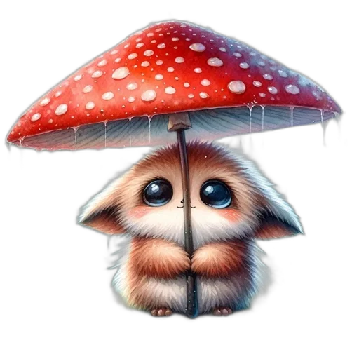 umbrella, hat, staff, animal transparent PNG cut-out